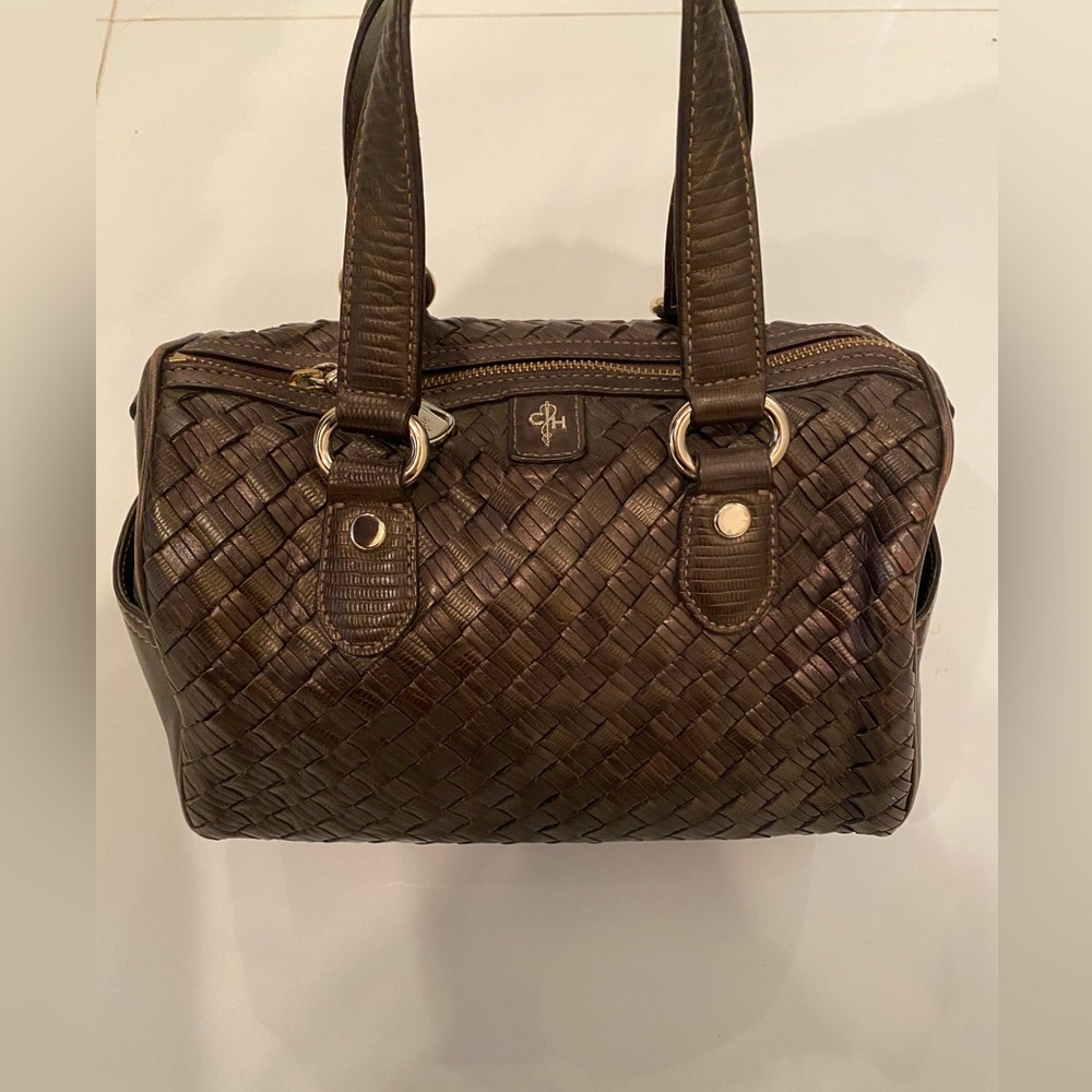 Cole Han basket weave small satchel tote